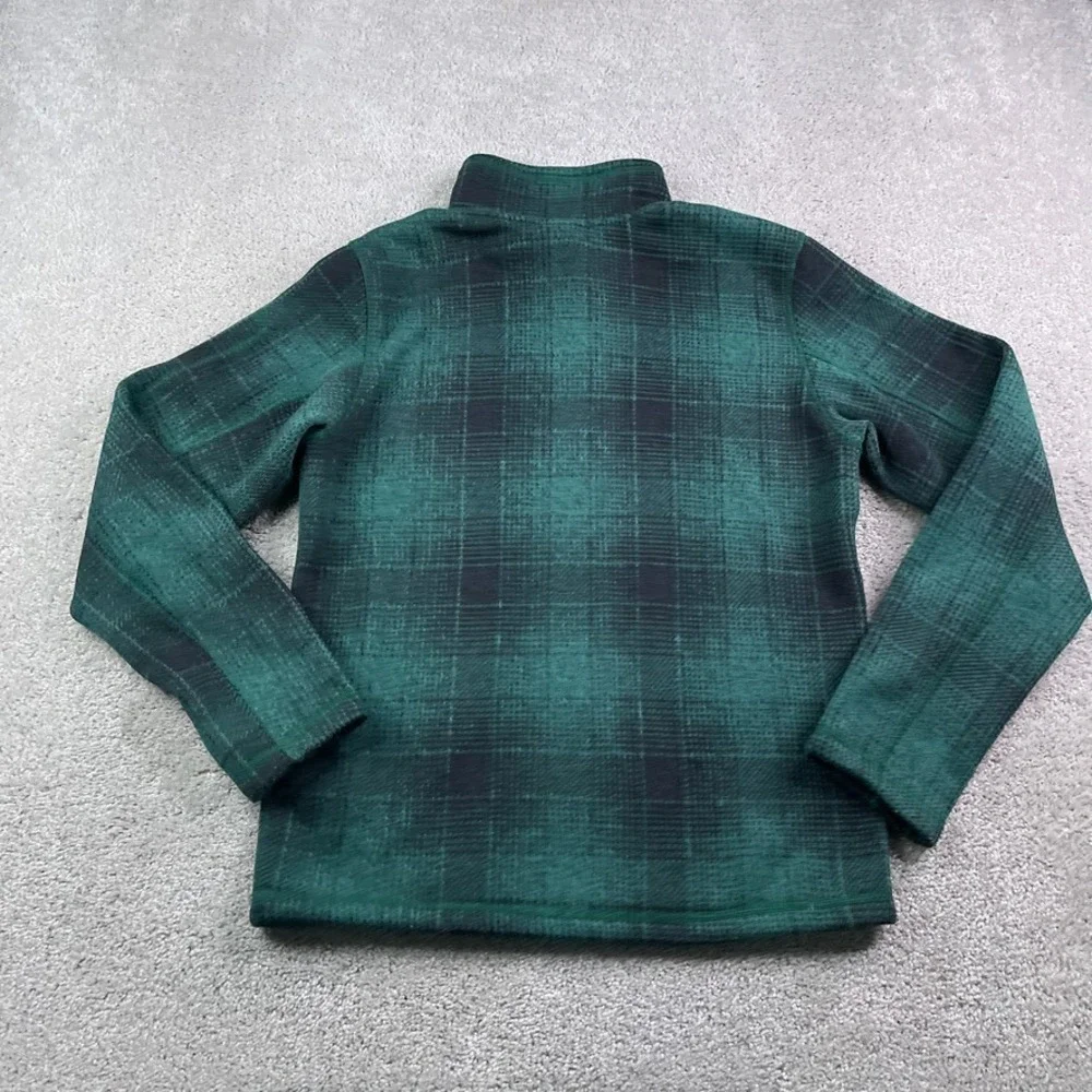 North Face Sweater Mens Small Green Plaid Gordon Lyons Fleece Half Zip Pullover‎
